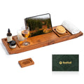 Teak Bathtub Tray Caddy, Adjustable Wood Bath Organizer