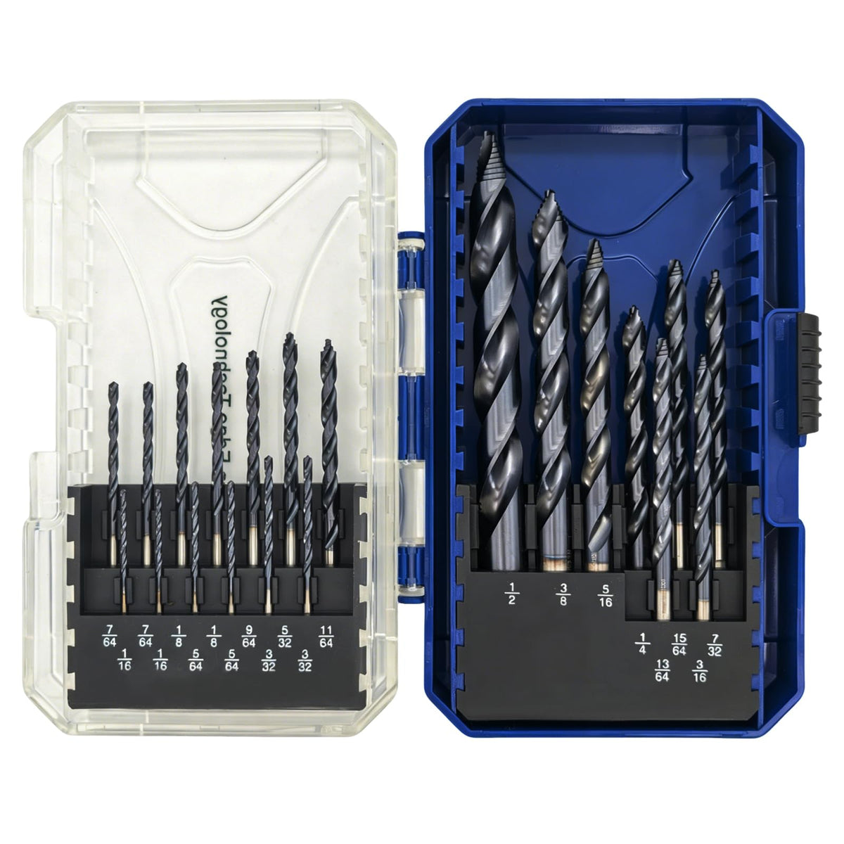 21pcs Stepped Point Drill Bit Set, 3-Flat Shank Titanium Coating 1/16"-1/2"