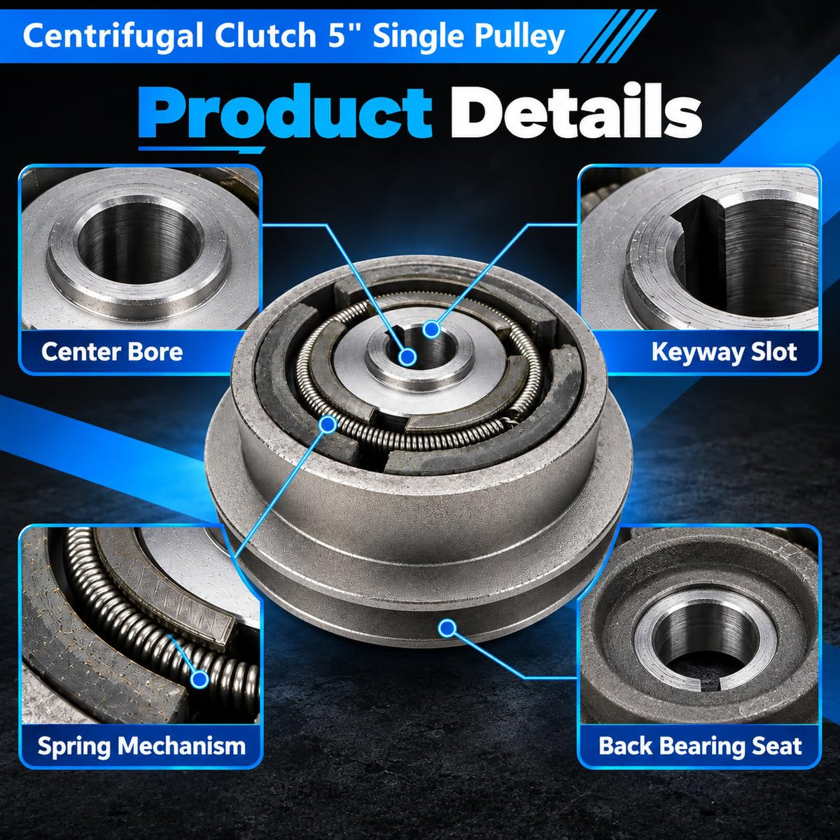 5" Centrifugal Clutch Single Pulley for Wacker VP1340 VP1350 VP1750