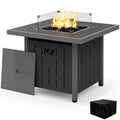33" Square Outdoor Fire Pit Table with Lid, Black