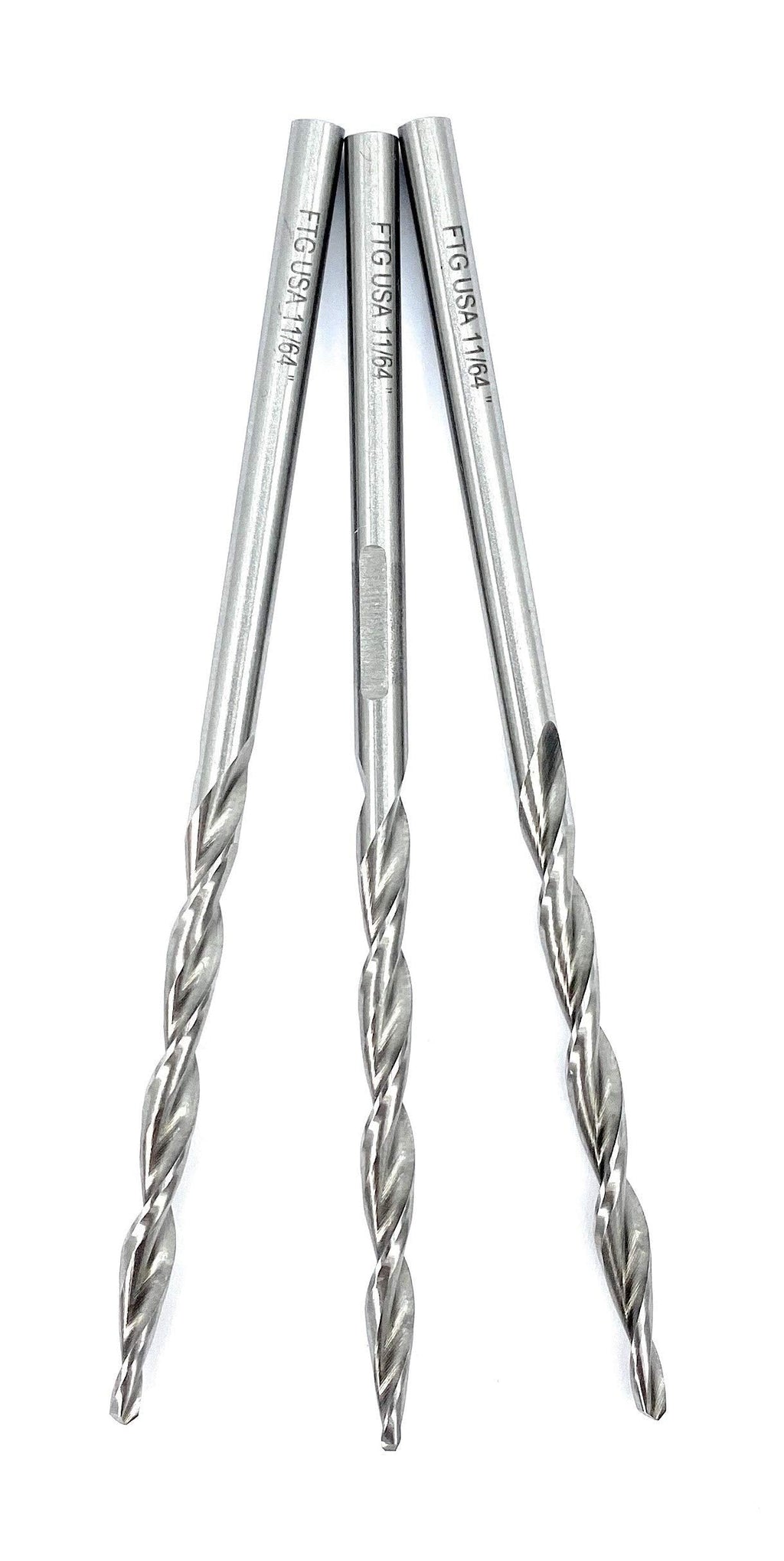 FTG USA 3 Pc #8 11/64" Replacement Tapered Drill Bit Only All Same Size Set