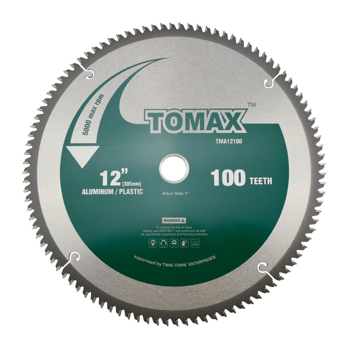 TOMAX 12-Inch 100 Tooth TCG Aluminum and Non-Ferrous Metal Saw Blade with 1-Inch Arbor