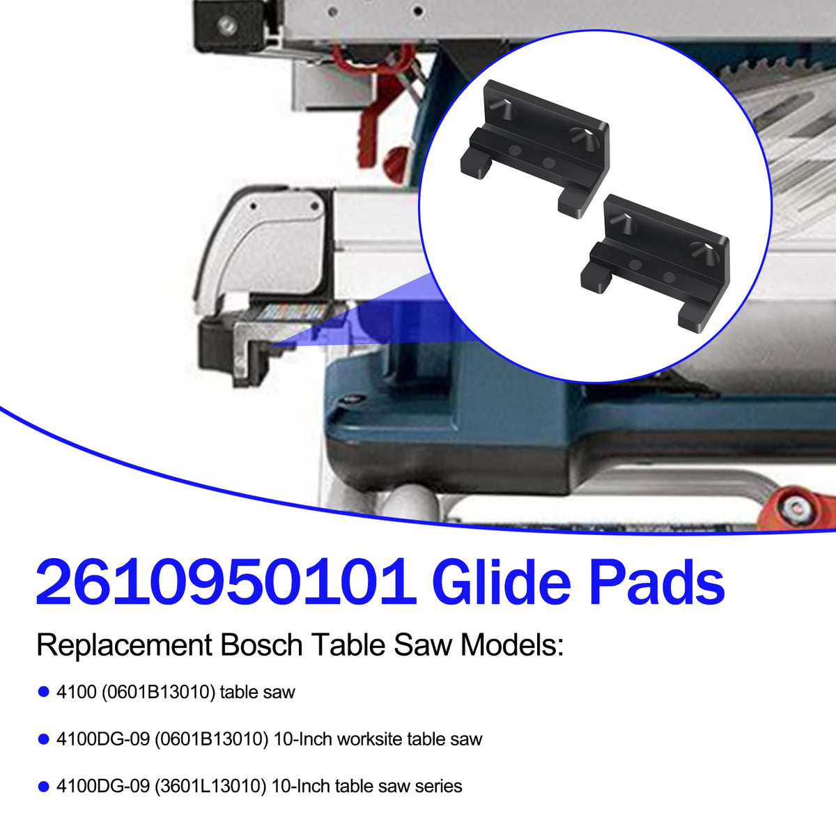 BZTT 2610950101 Glide Pads Replacement Table Saw Parts, 4pcs