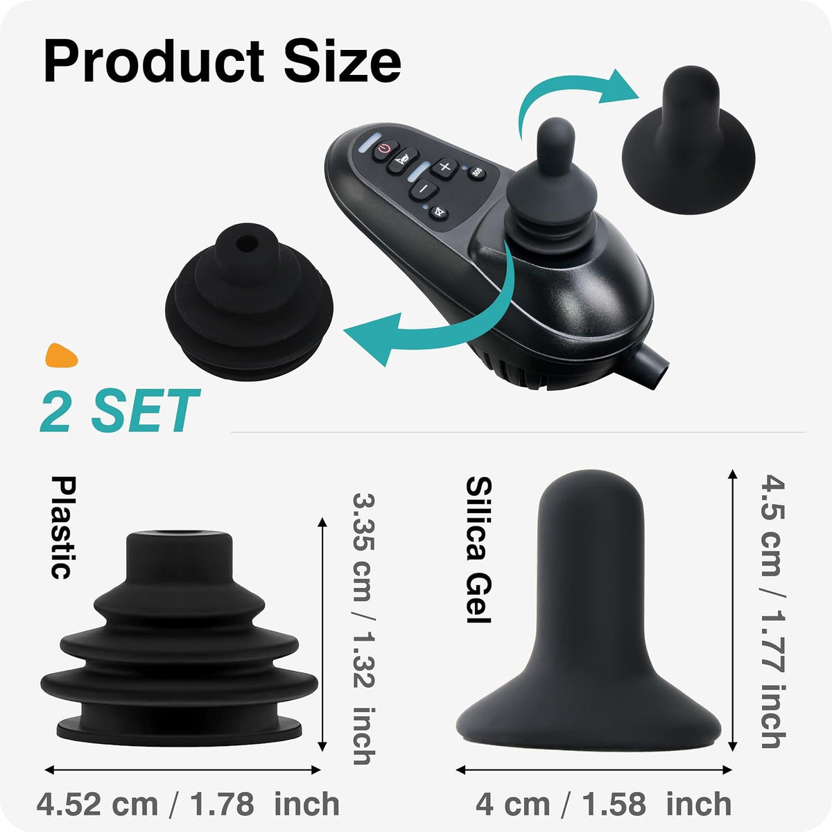 4 Pack Electric Wheelchair Joystick Cover Replacement – Universal Power Chair Controller Knob with Rubber Gaiter Boot for Mobility Scooter & Electric Wheelchair Accessories, Black