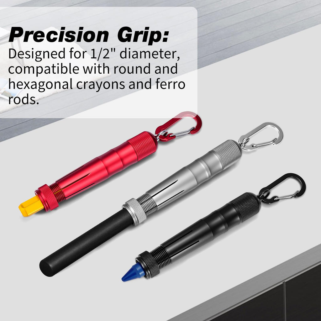 Aluminum Lumber Crayon Holder for 1/2 in Round/Hex Crayons, Silver, 1 Pack