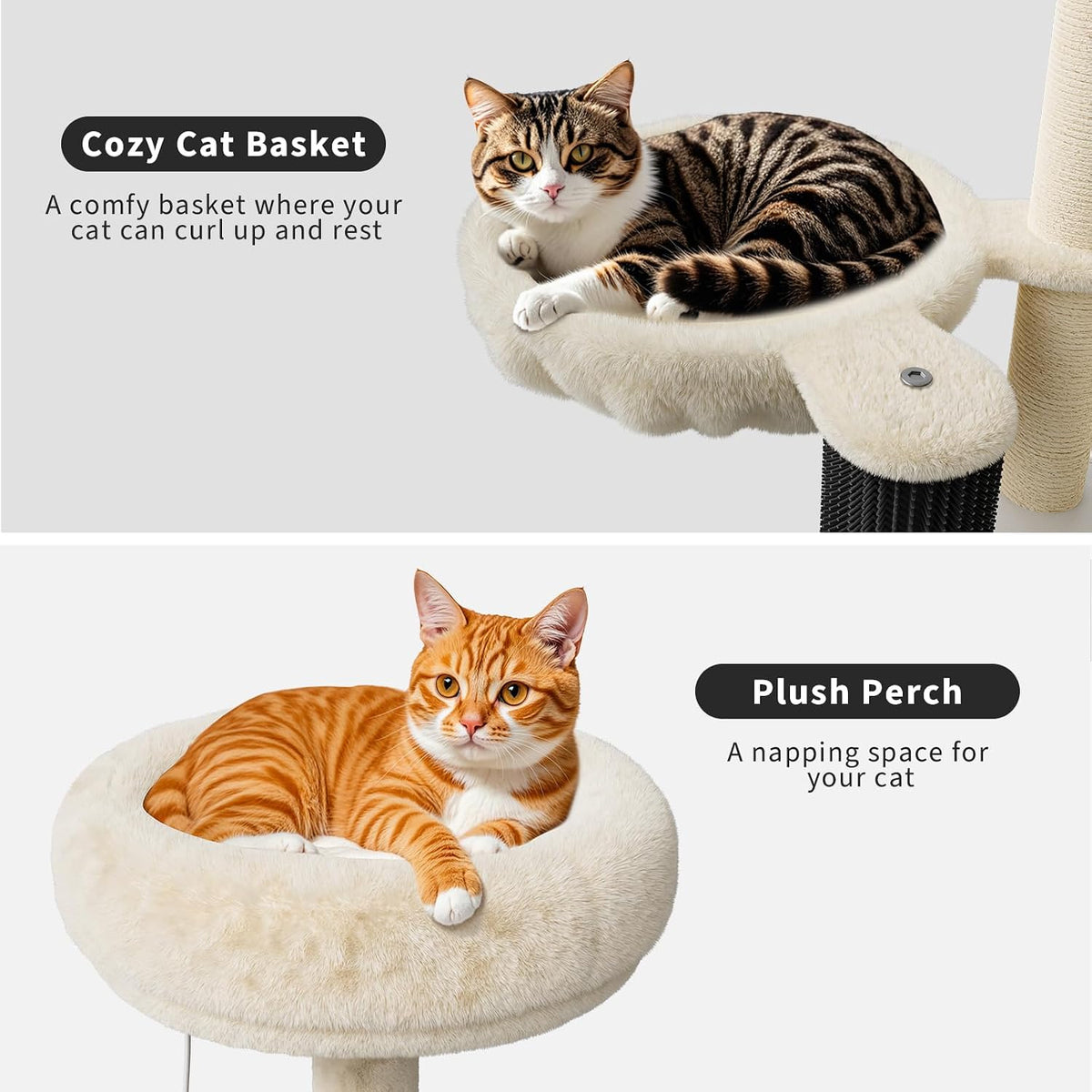 Litter Box Enclosure with Cat Tree Tower with Condo Hammock Scratching Posts and Multiple Soft Perches