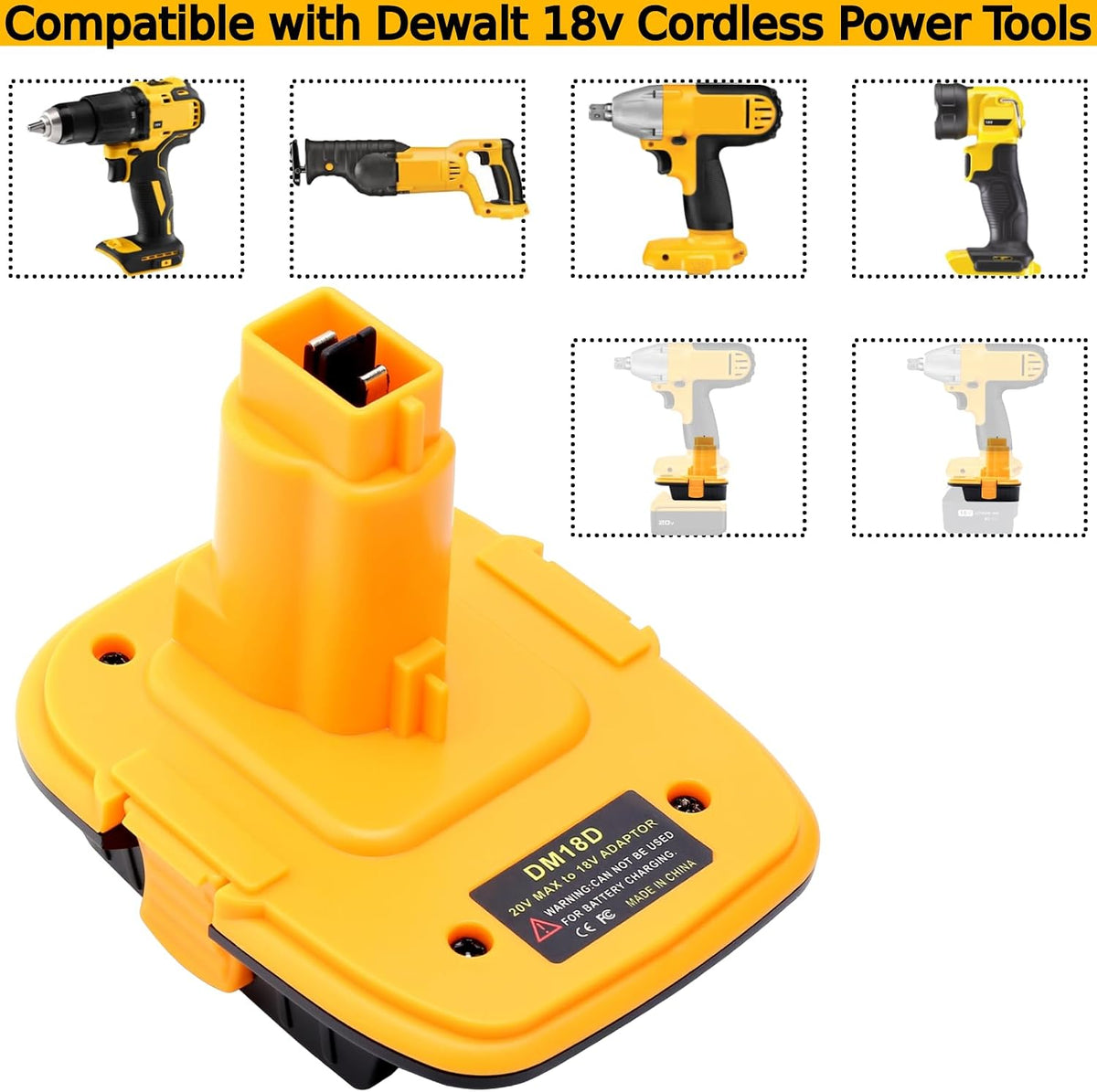 Tulepowceeng 2 Pack DM18D Battery Adapter Compatible with Dewalt 18v Tools