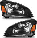 WEELMOTO Headlights Assembly for 2005-2006 Nissan Altima Black Halogen