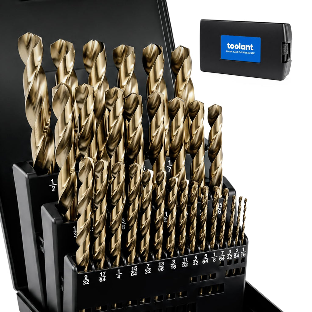 toolant 29Pcs Cobalt Drill Bit Set for Metal and Steel, 1/16"-1/2"