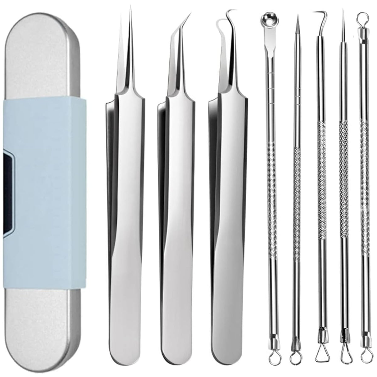 Blackhead Remover Tools kit，Blackhead Extractor Tool,Stainless Steel Blackhead Tweezers,Blemishs Comedones Remover