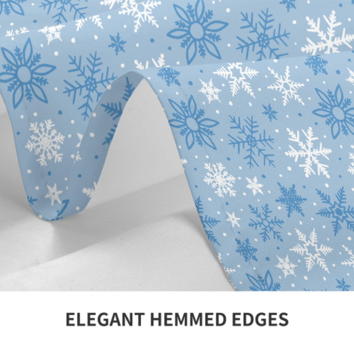 Winter Christmas Rectangular Tablecloth 60x84 Inch Light Blue White Snowflake Xmas Holiday Rectangle Decorative Table
