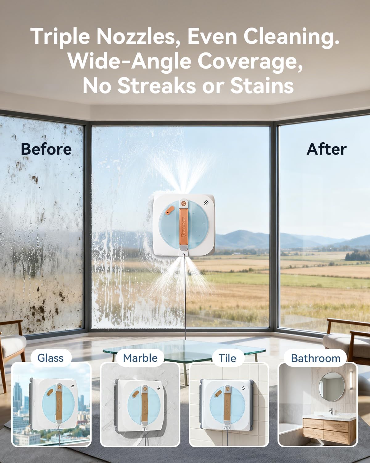 Upgraded Window Cleaning Robot 8000Pa,Edge Detection for High Rise