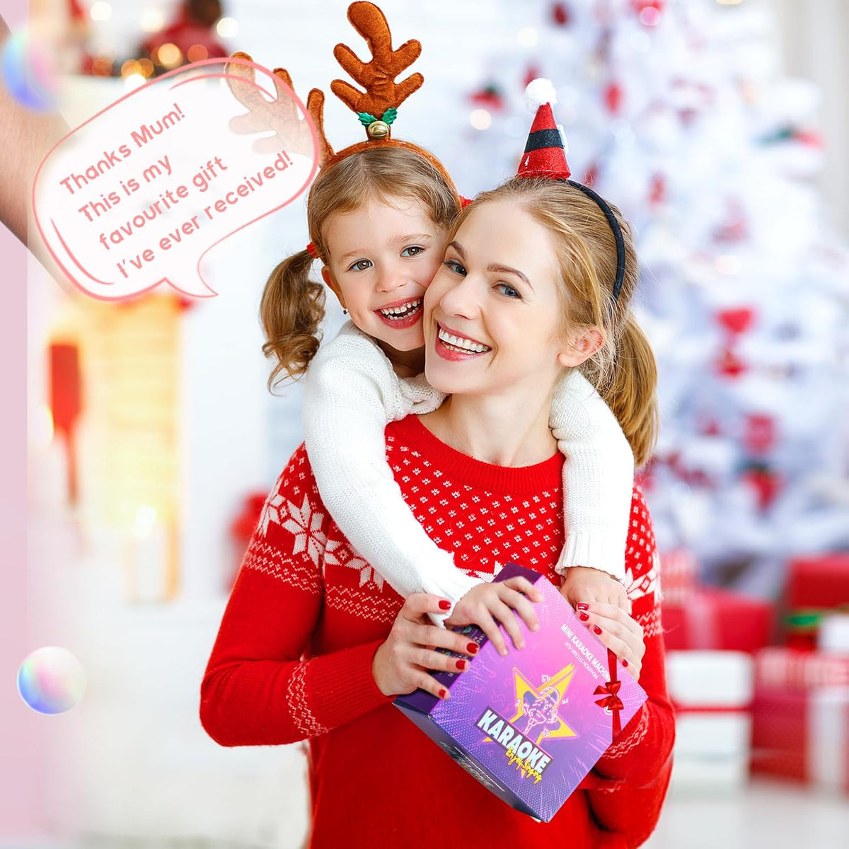 Karaoke Machine for Kids, Birthday Gifts for Girls Ages 4-12 Years Toy | 2 Wireless Microphones, Mini Portable