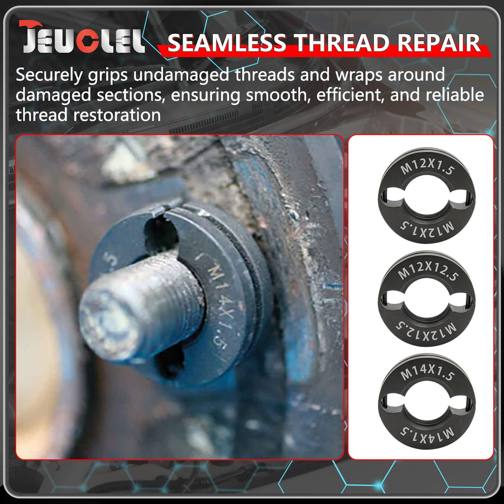 JEUCLEL 8PCS M12 & M14 Wheel Stud Thread Restorer Kit, Reverse Action