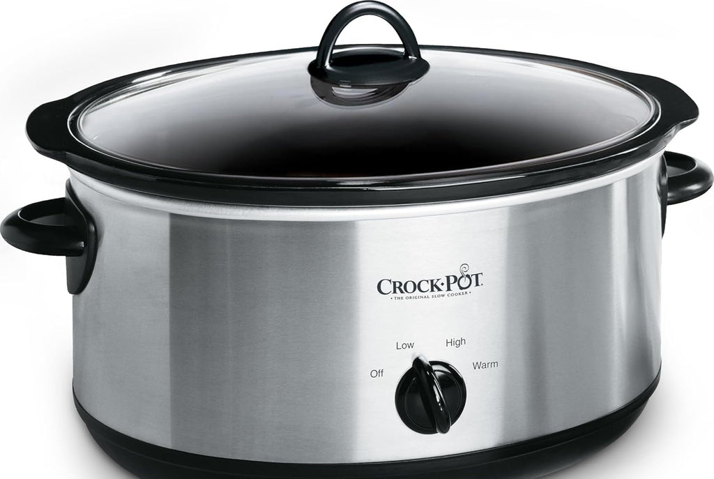 7-Quart Manual Slow Cooker, Family Size Serves 8+ People & Fits 6-lb Roast, Removable Stoneware with Warming Setting