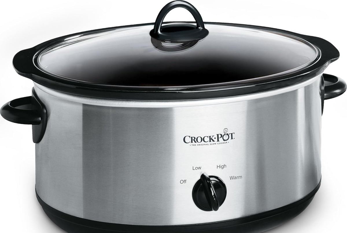 7-Quart Manual Slow Cooker, Family Size Serves 8+ People & Fits 6-lb Roast, Removable Stoneware with Warming Setting