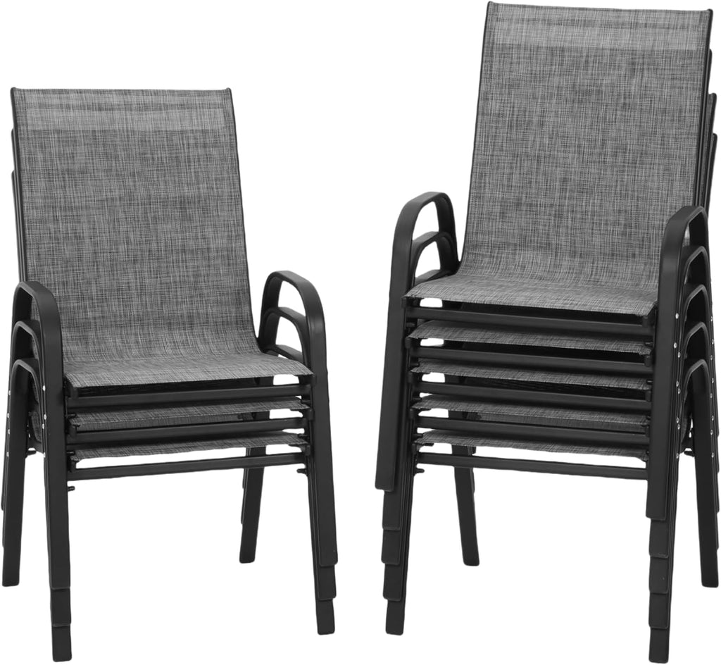 Patio Chairs Set of 8, Outdoor Stackable Dining Chairs