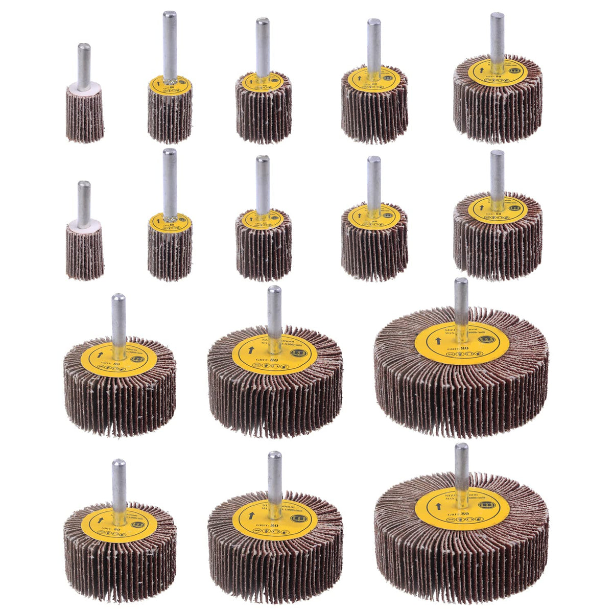 SHITIME 16 Pcs 1/4" Shank Abrasive Flap Wheel Sander 80 Grit