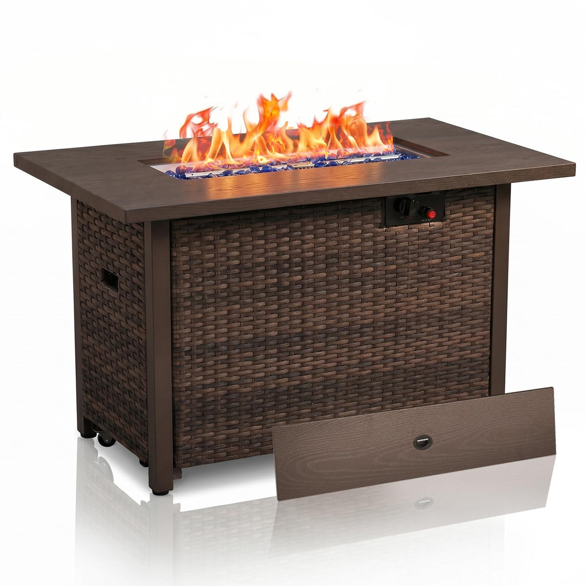 42 Inch Rectangular Propane Fire Pit Table with 50,000 BTU Output