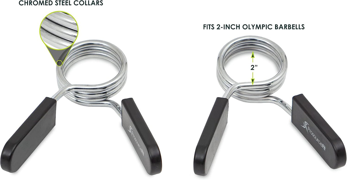Fit Olympic Barbell Spring Clip Collar 2-inch Pair with Easy-Grip Handles for Weightlifting,Powerlifting and Strength