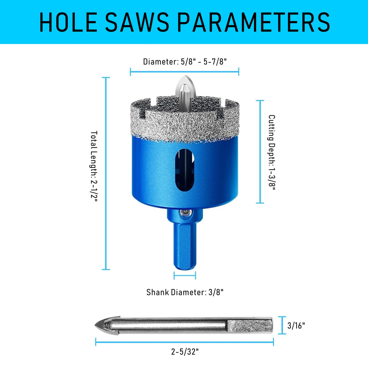 TurstAid Diamond Hole Saw 3-1/2 Inch with Pilot Guide Drill Bit - Performance Diamond Tile Hole Saw for Porcelain, Glass, Marble, Ceramic