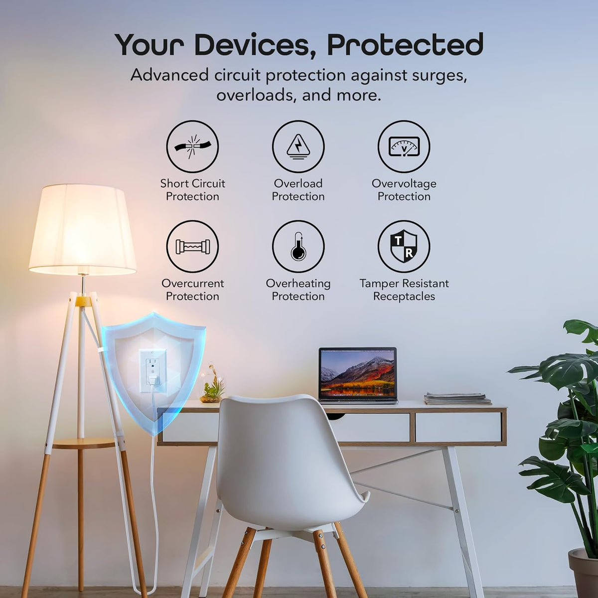Smart Wi-Fi in-Wall Outlet, Tamper & Fire Resistant, White, 4-Pack | 2 Smart outlets per plug, compatible with Alexa