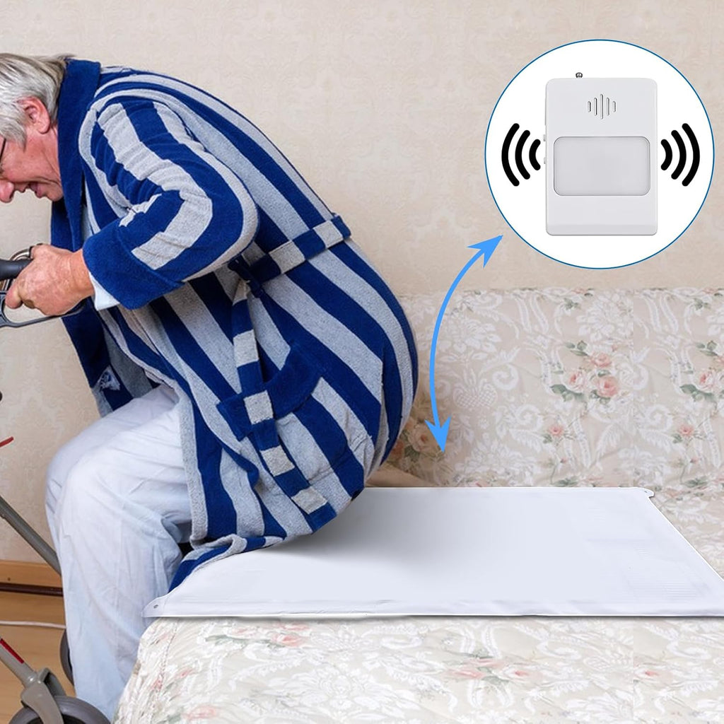 Bed Sensor Pad & Pager Bed Alarm for Elderly Dementia Patients – Fall Prevention Sensor with Pressure Motion