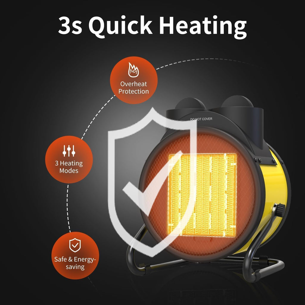 Patio Heater for Outdoor Use, 1500W Electric Portable Heater，Yellow