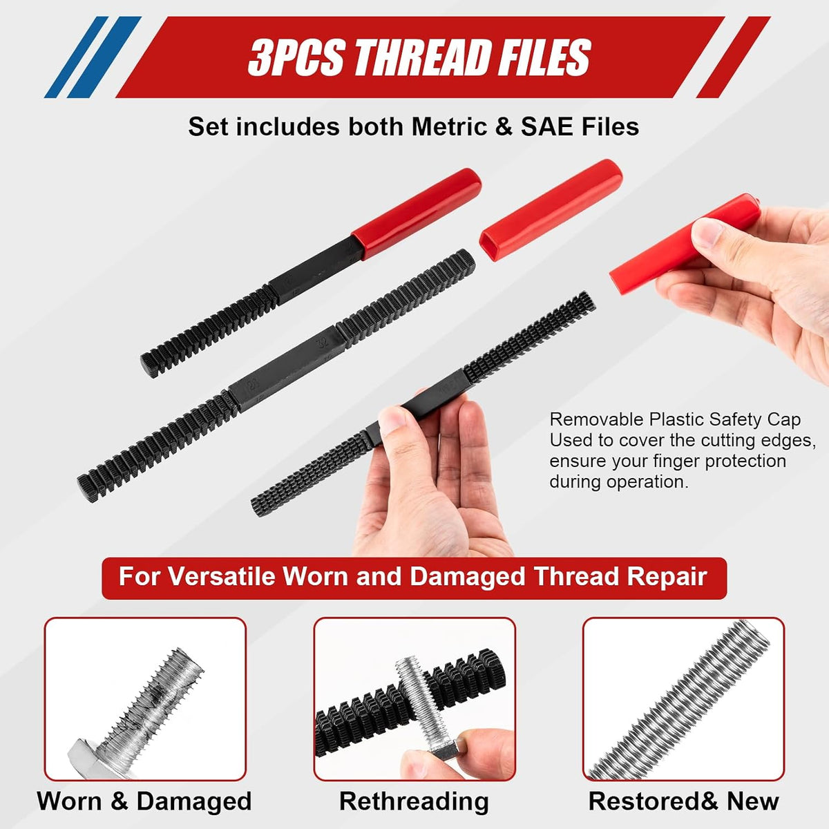 61Pcs Thread Repair Kit, UNC, UNF & Metric Thread Chaser Set