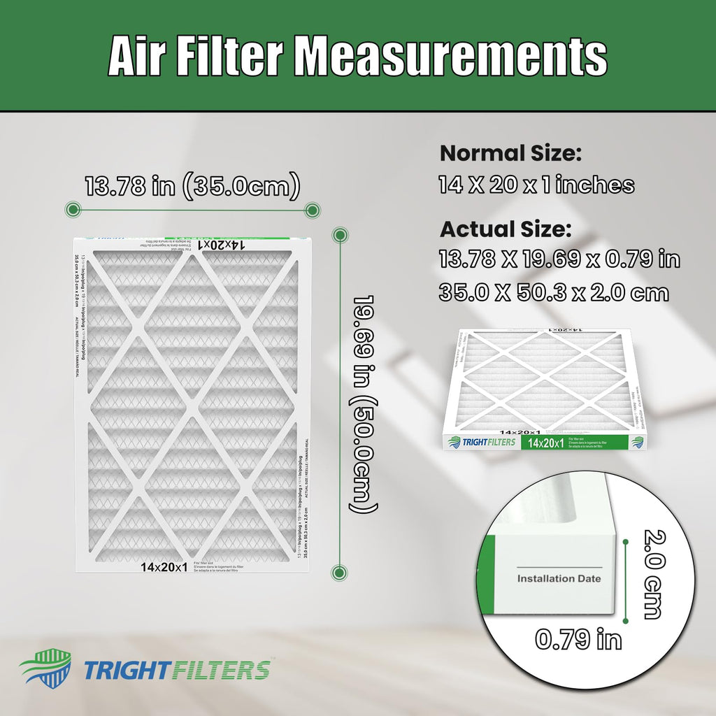 14x20x1 Air Filter 4 Pack, MERV 8 Filter Replacement