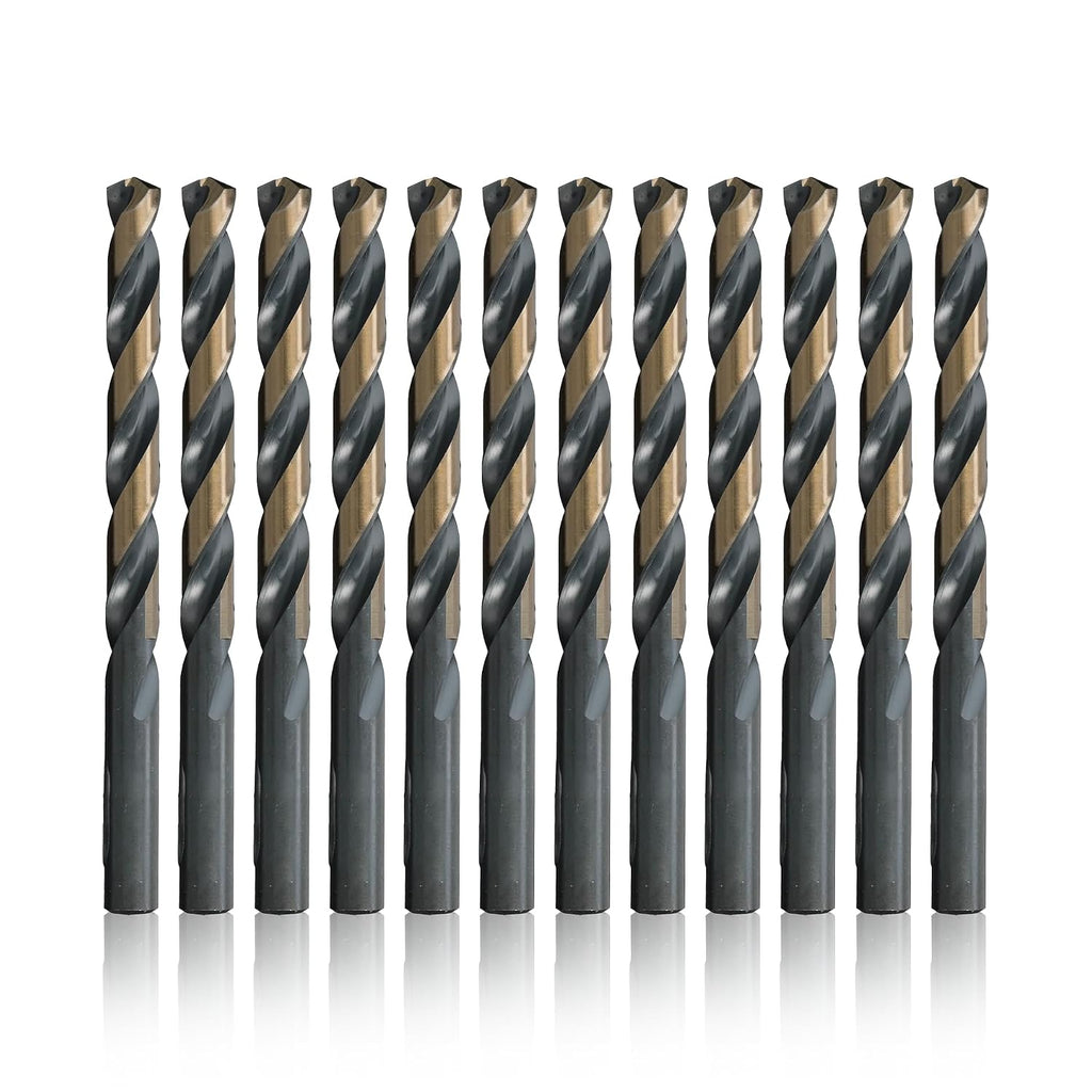 Drill America - KFD9/32P12 9/32" High Speed Steel Black & Gold KFD Split Point Drill Bit (Pack of 12), KFD Series