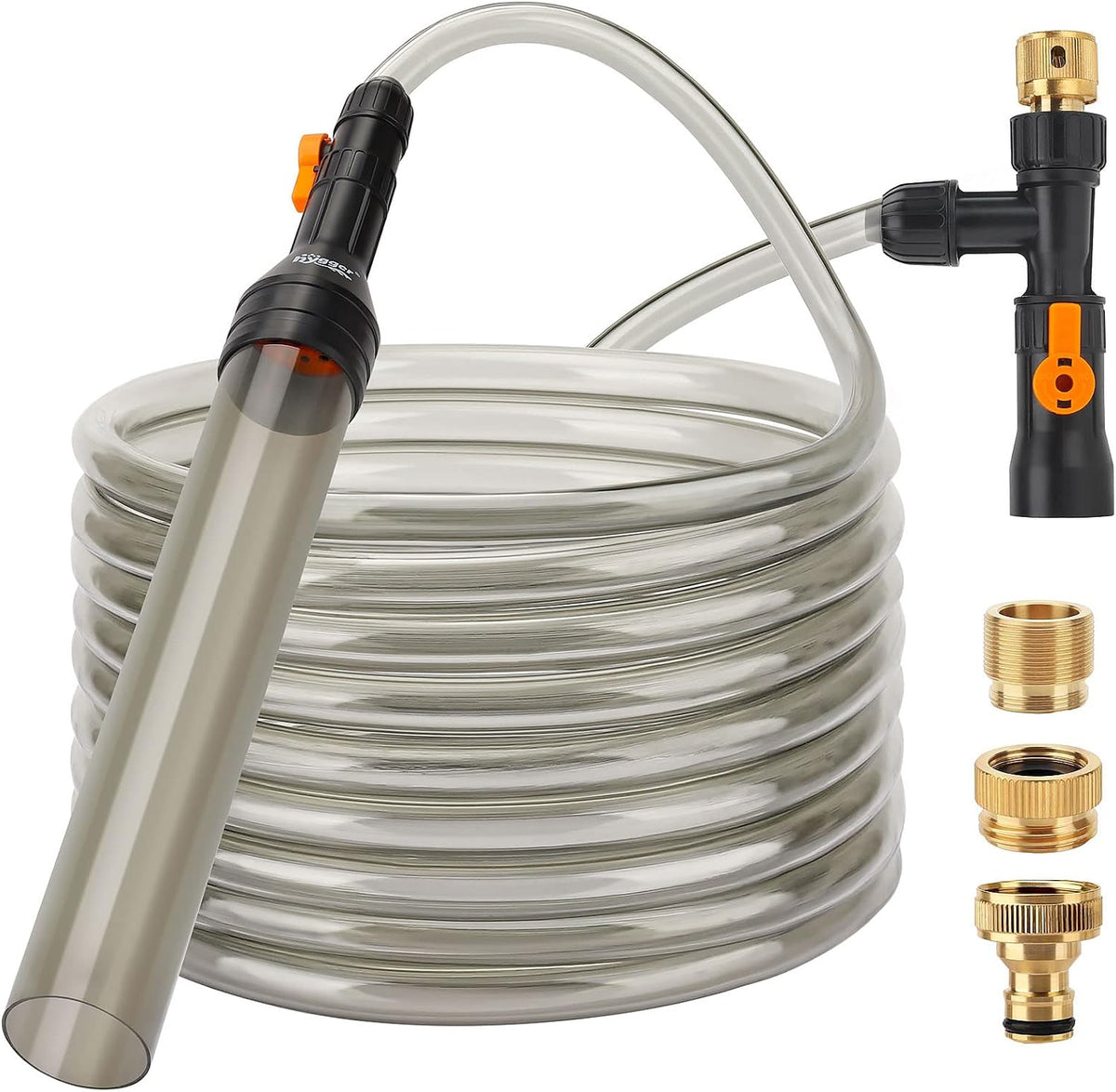 Bucket-Free Aquarium Water Change Kit Metal Faucet Connector Fish Tank Vacuum Siphon Gravel Cleaner with Long Hose