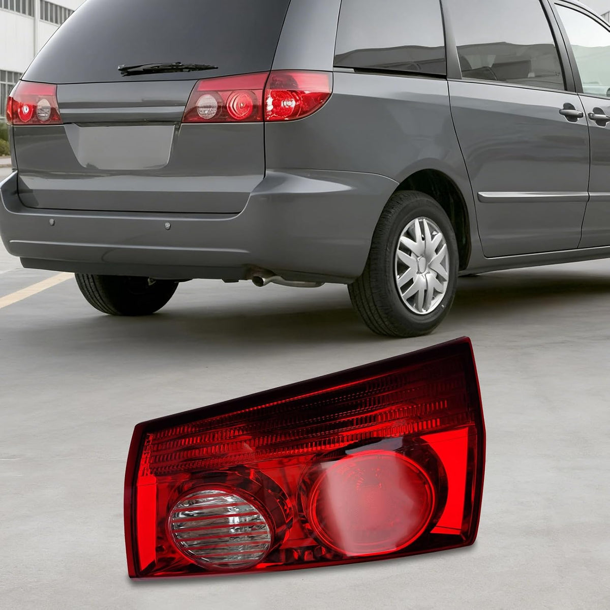 Tail Light Assembly Compatible with 2006-2010 Toyota Sienna, Replacement Inner Tail Gate Lamp Red Clear Lens for Sienna 06-10 Left or Right Side Passenger or Driver (Right)
