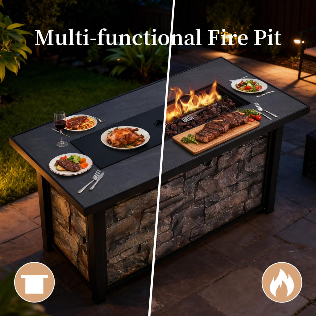 48 inch Propane Fire Pit Table with Ceramic Tile Top, 50000 BTU for Patio