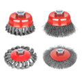 Gaquolam Wire Wheel Brush for 4 1/2 Angle Grinder, 5/8"-11 Thread Arbor,4 & 3 Inch Twist Knotted Coarse Crimped Wire Brushes (4pcs Wire Wheels)