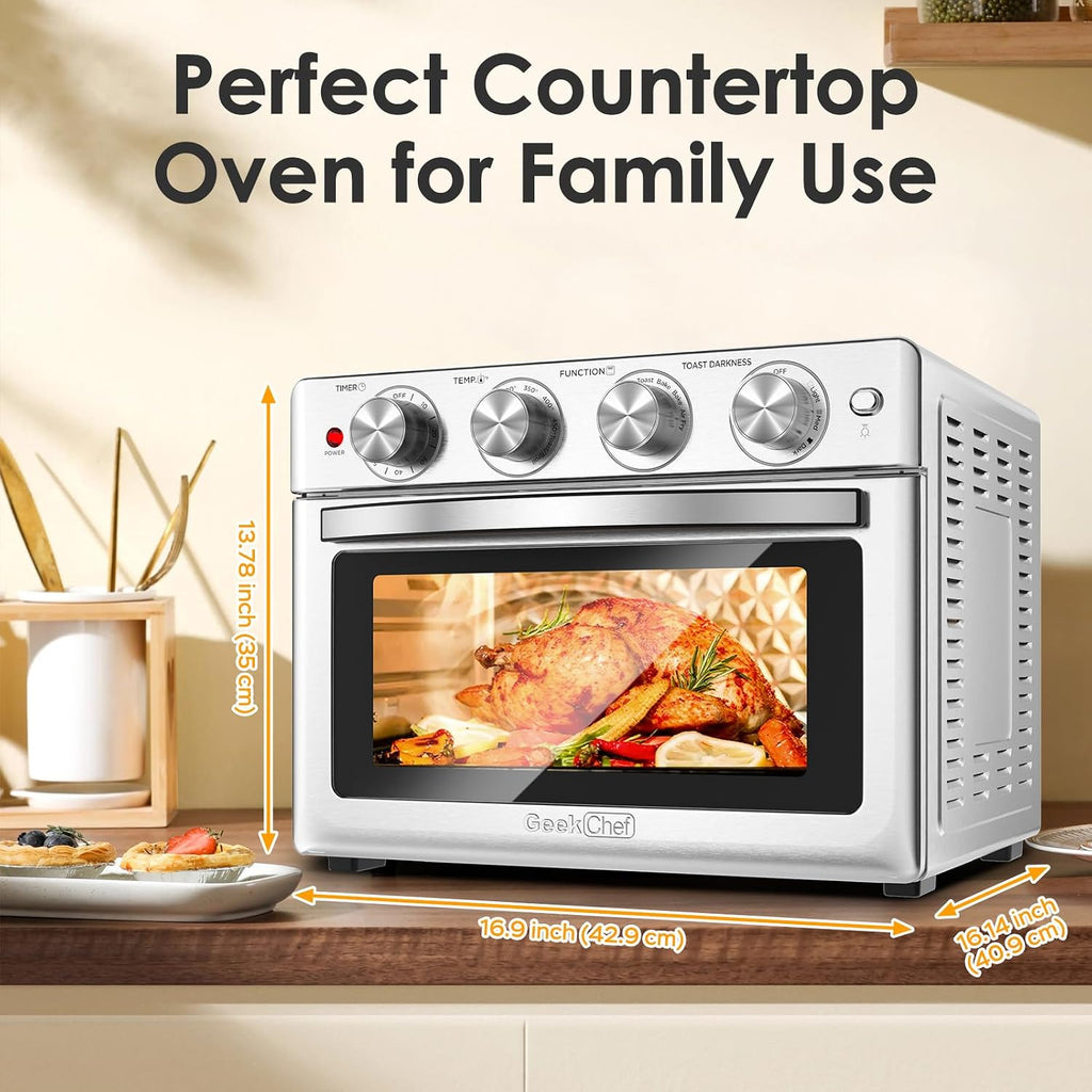 Air Fryer Toaster Oven 26 QT, Large AirFryer Convection Countertop Oven Combo with Easy Bake, Roast, Broil, Warm, 6