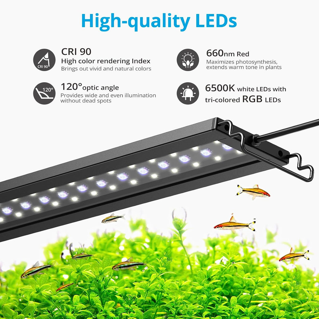 C10 24/7 LED Aquarium Light for Plants, 48-60 Inches, Full Spectrum Fish Tank Light with Timer, Brightness Adjustable
