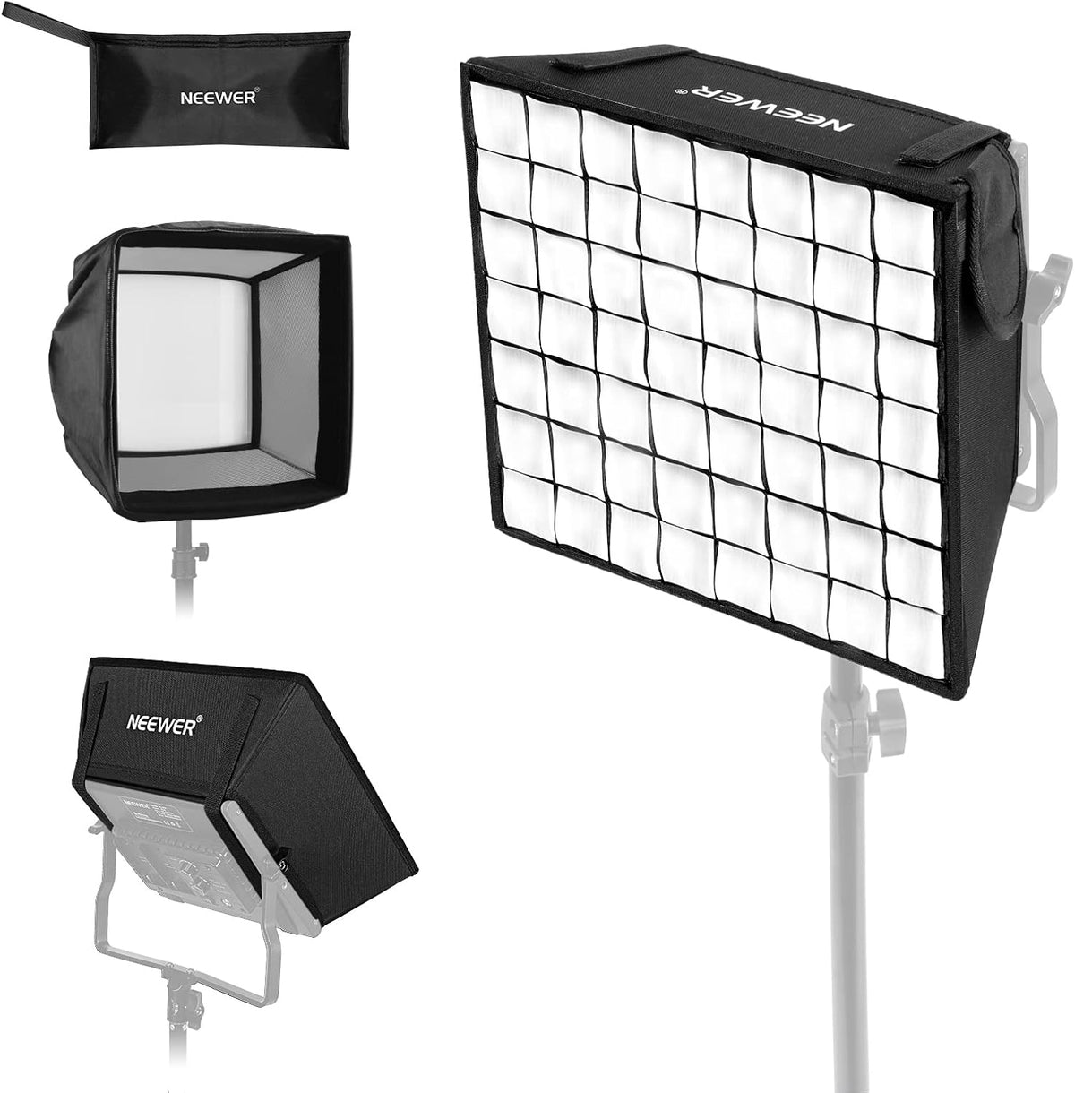 12.2"x11.4" Foldable Softbox Diffuser with Grid and Bag for NL660/SNL660/RGB660/RGB660 Pro/RGB660 PRO II LED Video