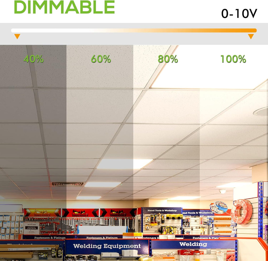 hykolity 2x4 LED Flat Panel Troffer Light 5CCT Dimmable,Drop Ceiling,2Pack