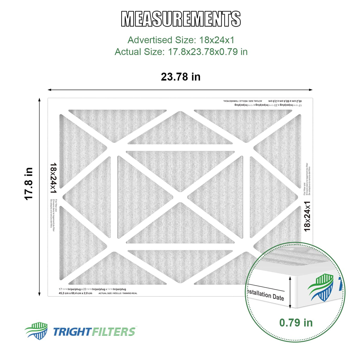18x24x1 Air Filter 4 Pack, MERV 8 Pleated HVAC Furnace Filter