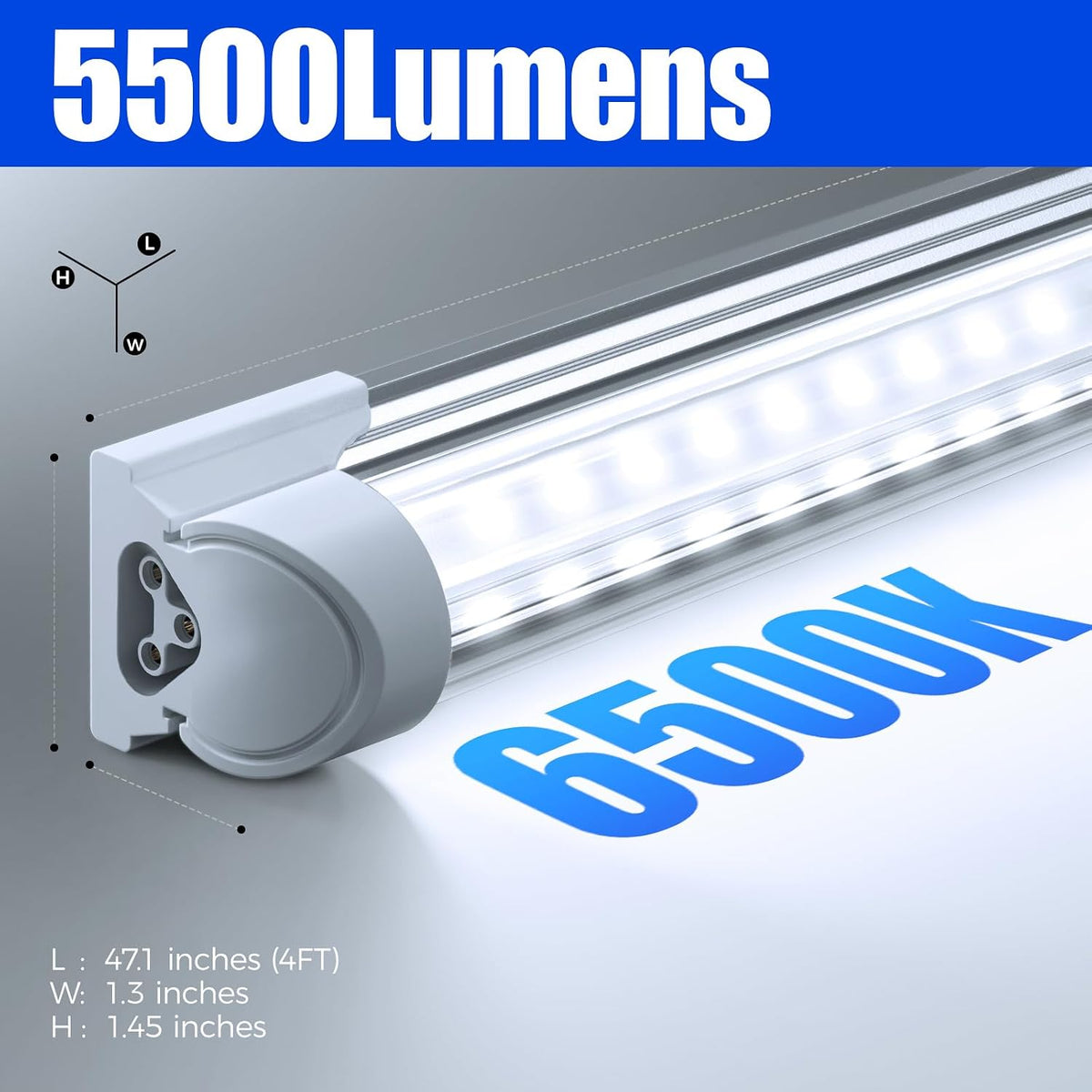 Barrina T8 LED Shop Lights 4FT, 40W 5500LM 6500K, High Output, 2 Packs