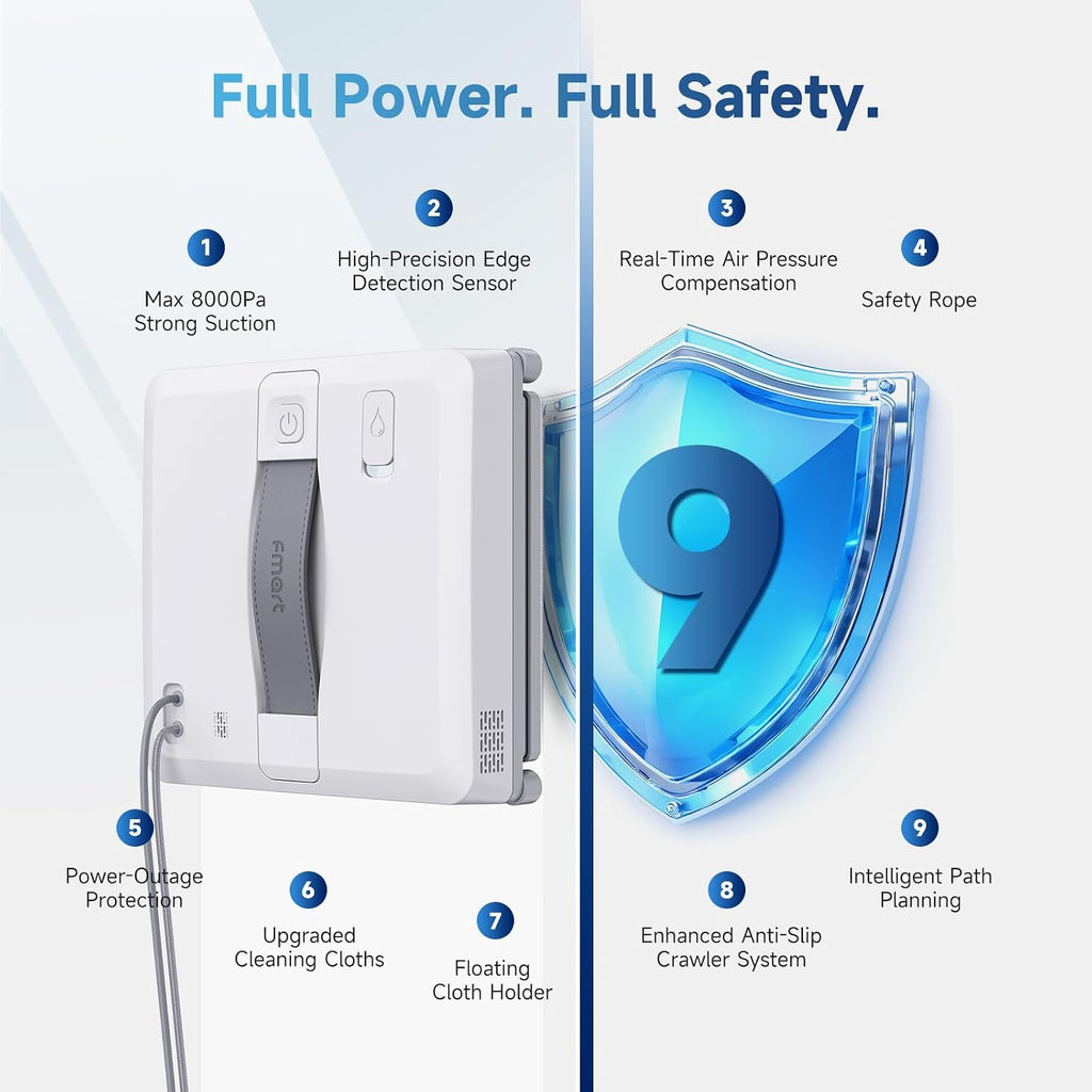 W5 Compact Window Cleaning Robot with 4 Ultrasonic Water Sprays