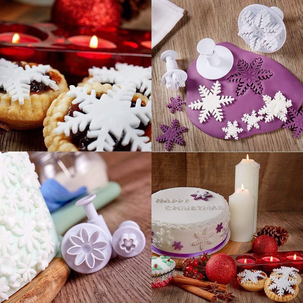 114 Pcs Cake Decorating Tools Fondant Cake Baking Decorating Sugar Craft Icing Tools Plunger Cutters Snowflake Rose