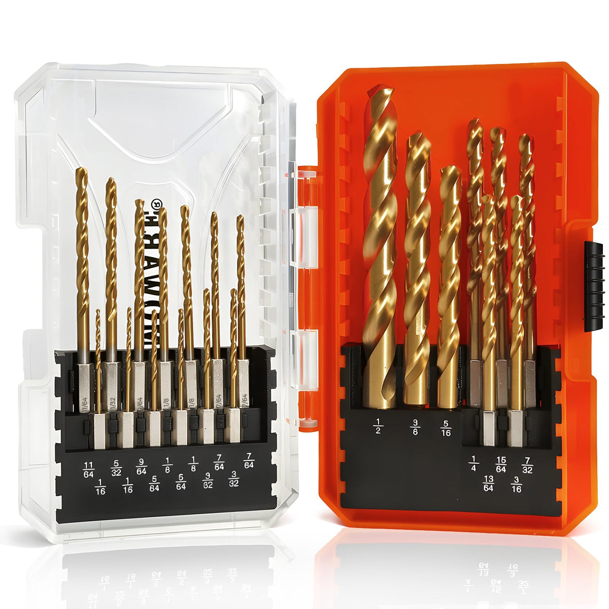 COMOWARE 21-Piece Impact Drill Bit Set, Titanium HSS, 1/16" to 1/2"