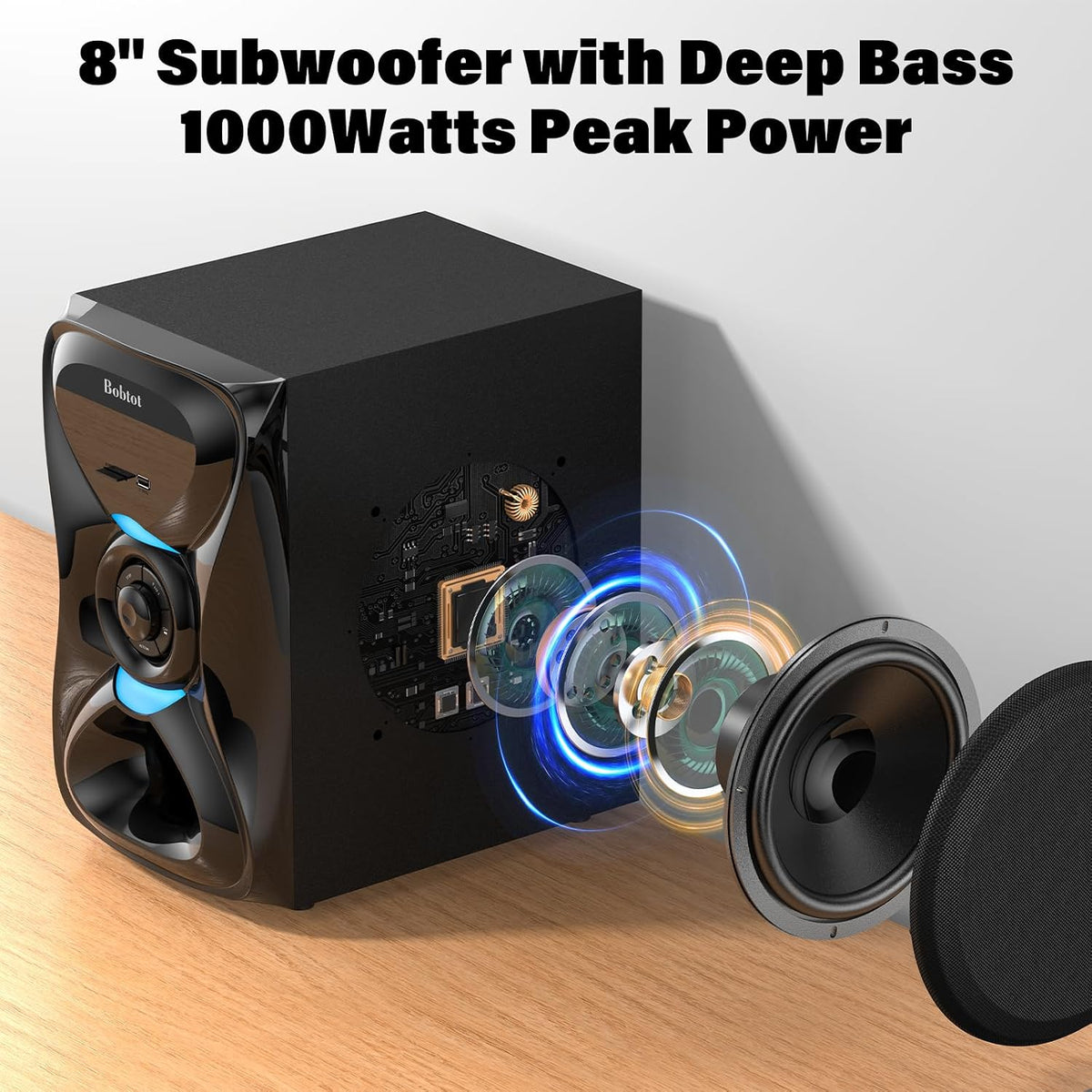 5.1 Home Theater Sound System Wireless Rear Satellite Speakers | 1000W Peak Punchy Bass 8 inch Subwoofer Surround