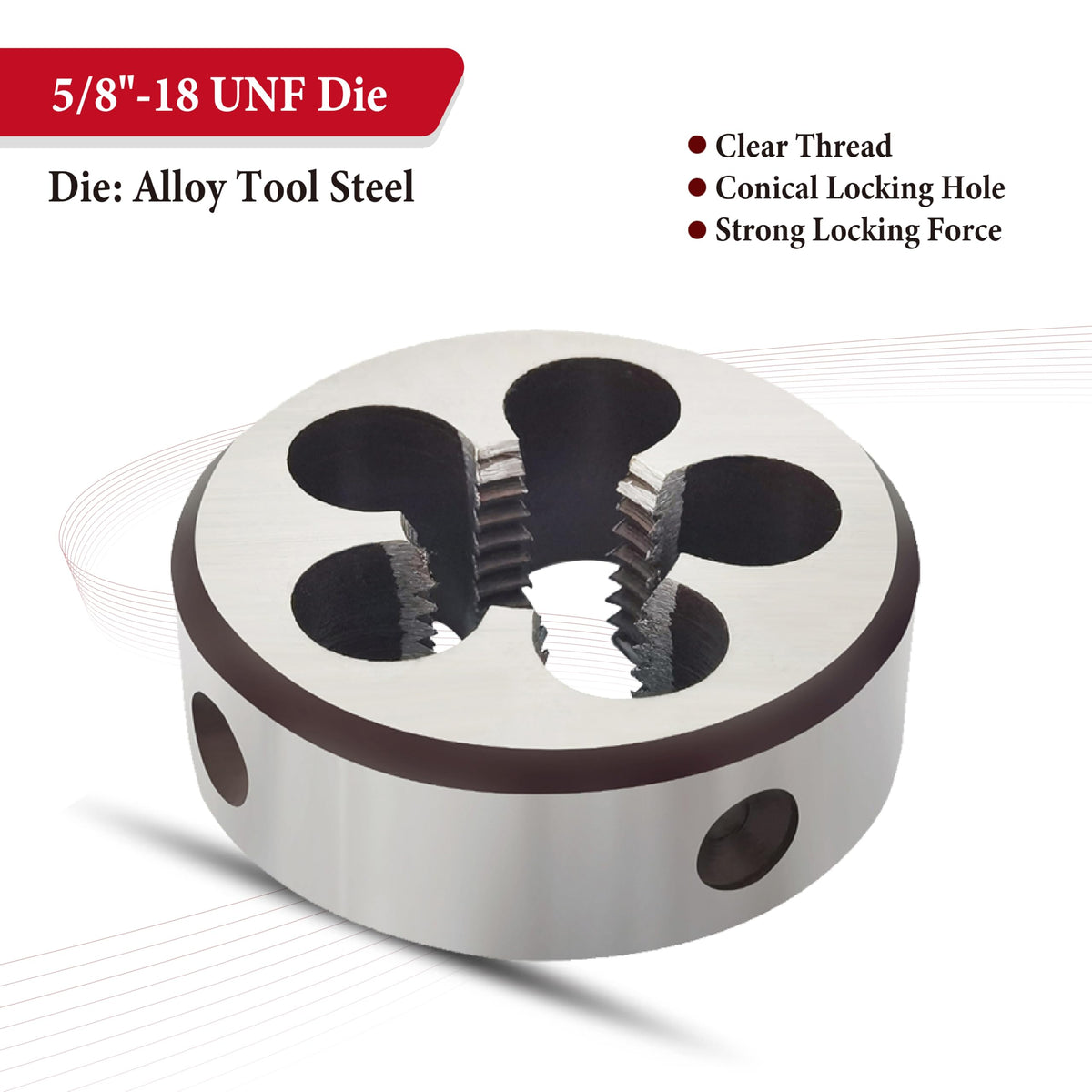 5/8"-18 UNF Round Threading Die, Machine Right-Hand 5/8 x 18 Die
