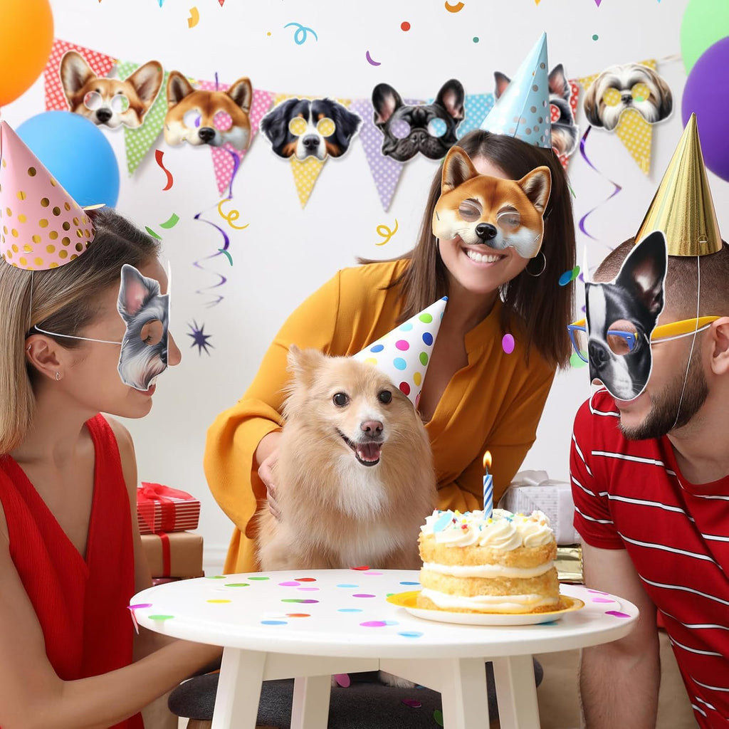 12 Pcs Dog Party Masks for Kid Funny Soft Animal Masks Puppy Themed Decoration for Pet Costume Cosplay Party