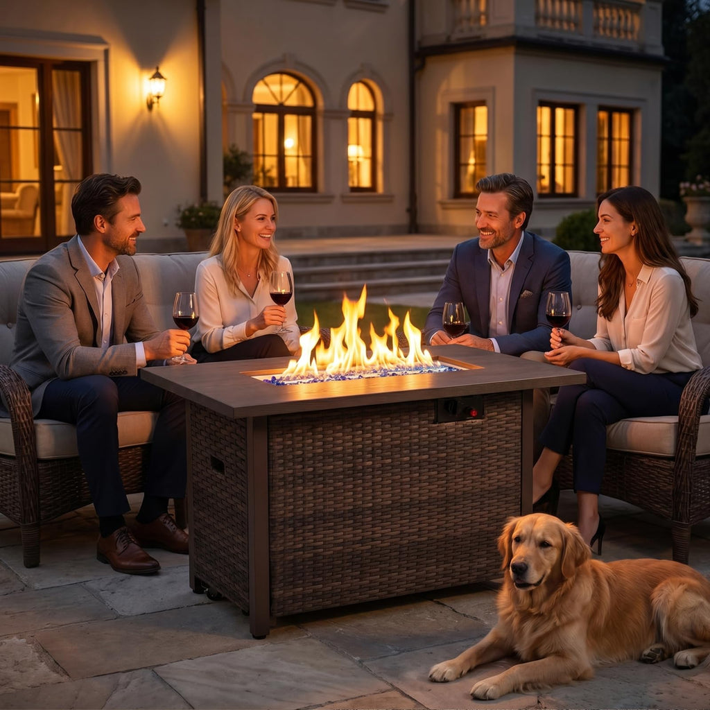 42 Inch Rectangular Propane Fire Pit Table with 50,000 BTU Output