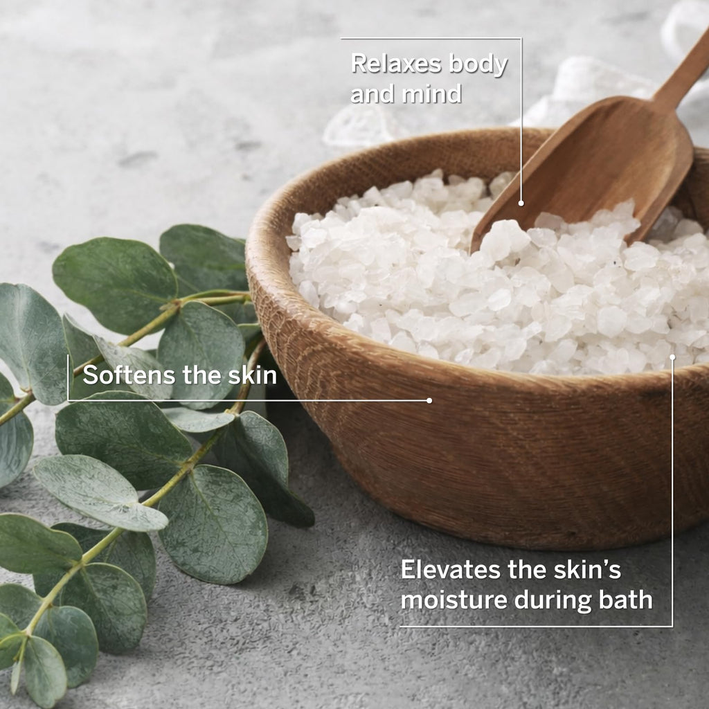 Dead Sea Mineral Bath Salt, Soothing Eucalyptus - Intense Relaxation for Body & Mind, Elevates Moisture, Softens &