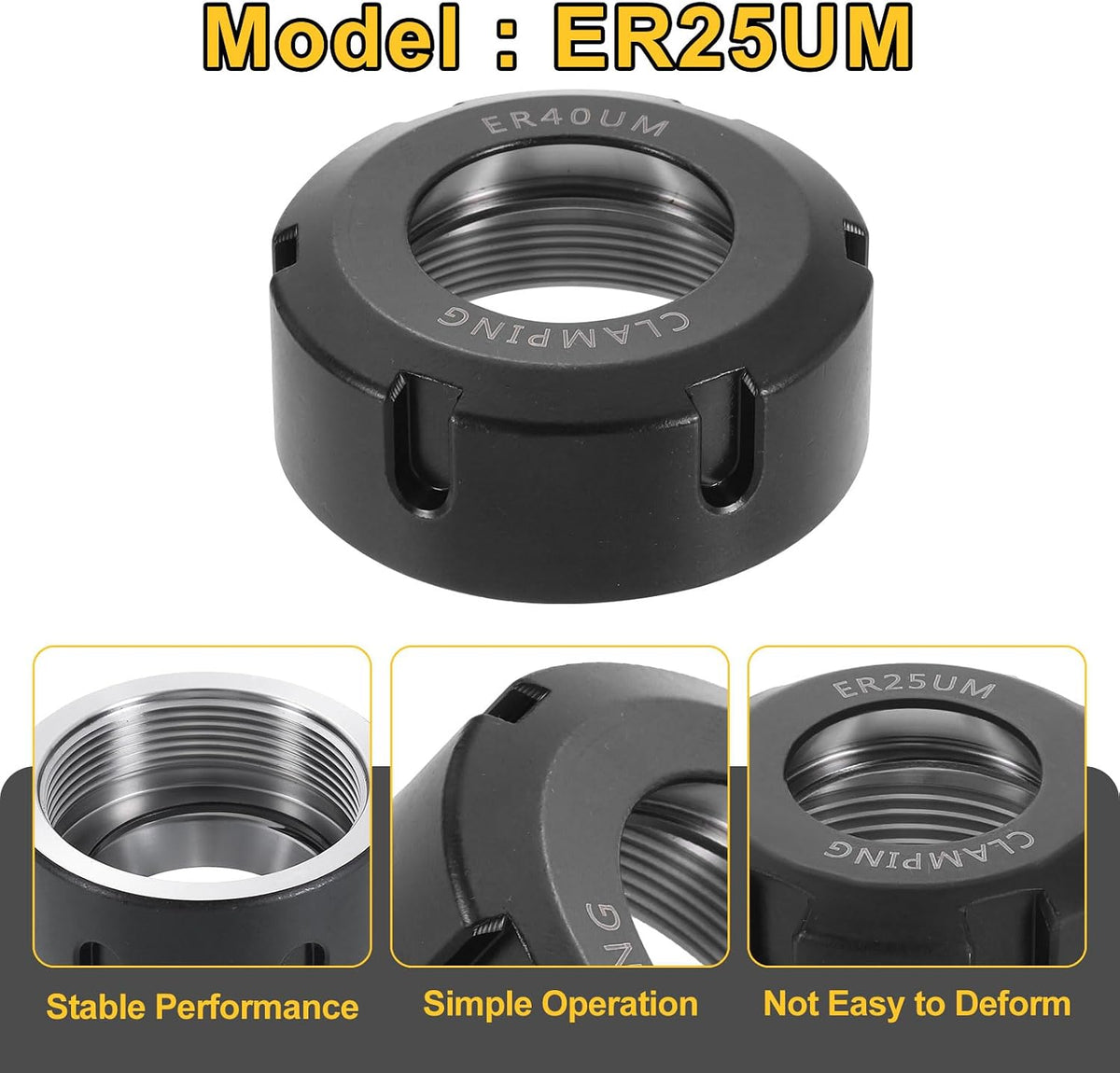 uxcell 4pcs Clamping ER25UM(M32) Collet Clamping Nuts for CNC Milling Chuck Holder Lathe